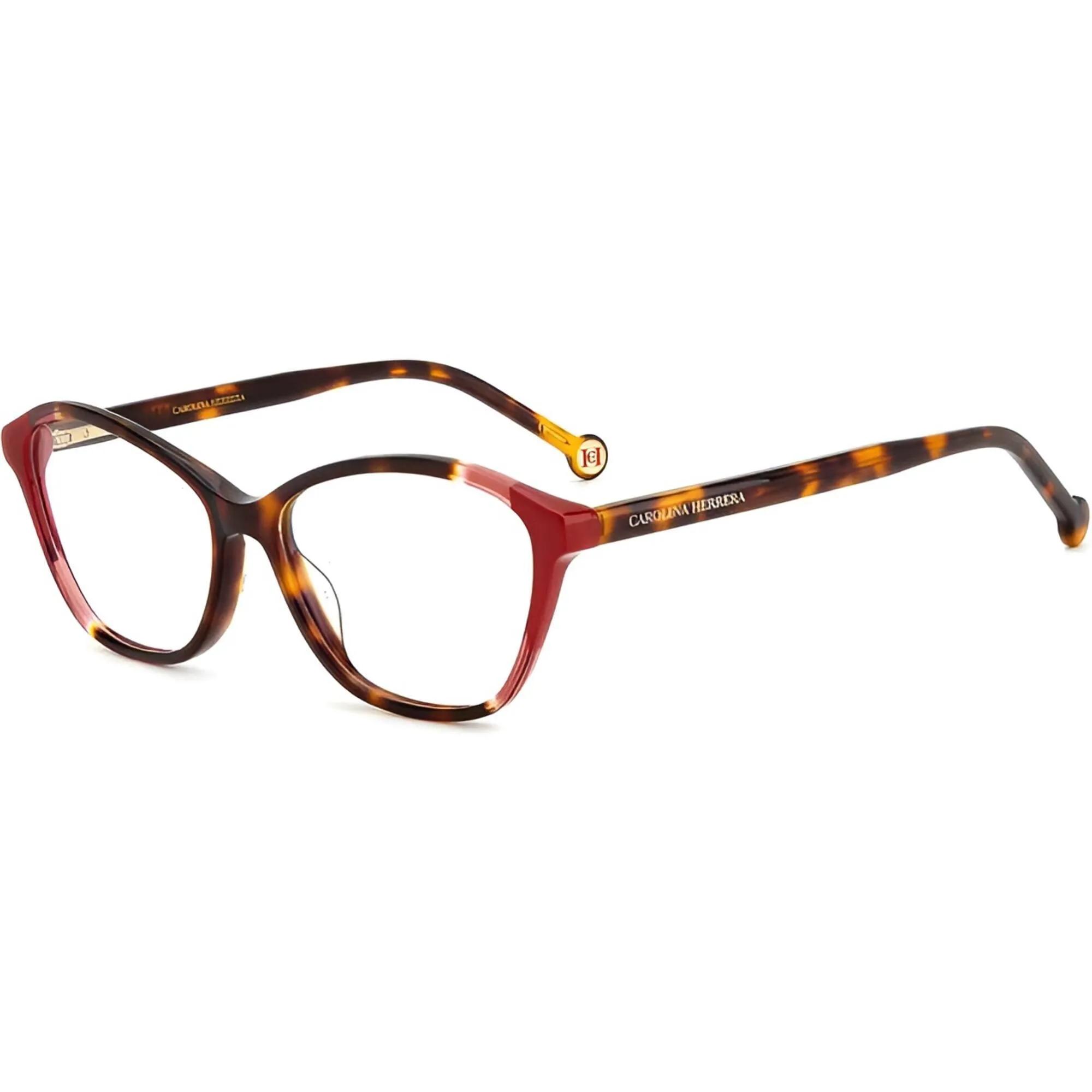 Carolina Herrera Women's Eyeglasses - Havana Red Plastic Cat Eye Frame | HER 0122 0O63