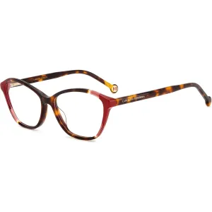 Carolina Herrera Women's Eyeglasses - Havana Red Plastic Cat Eye Frame | HER 0122 0O63