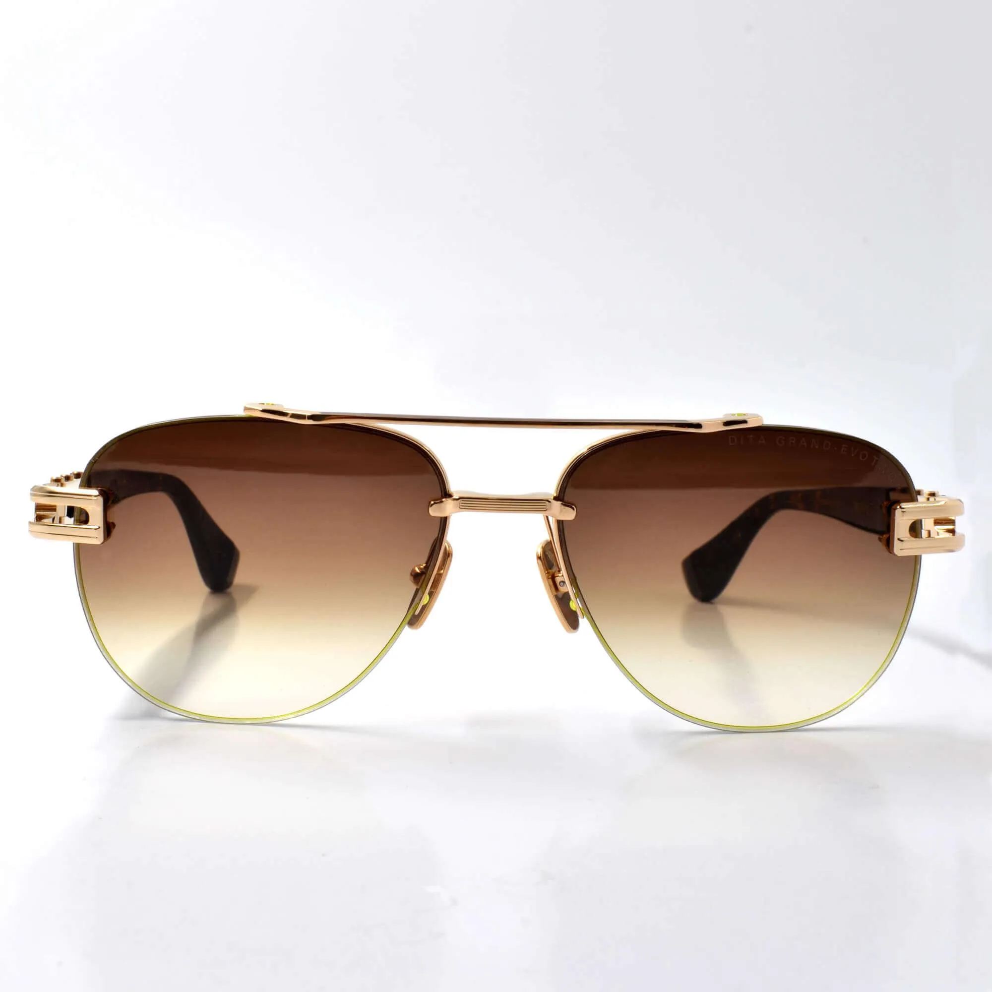 Dita Unisex Sunglasses - White Gold/Brown Aviator Frame | Grand-Evo Two DTS139-A-02-Z