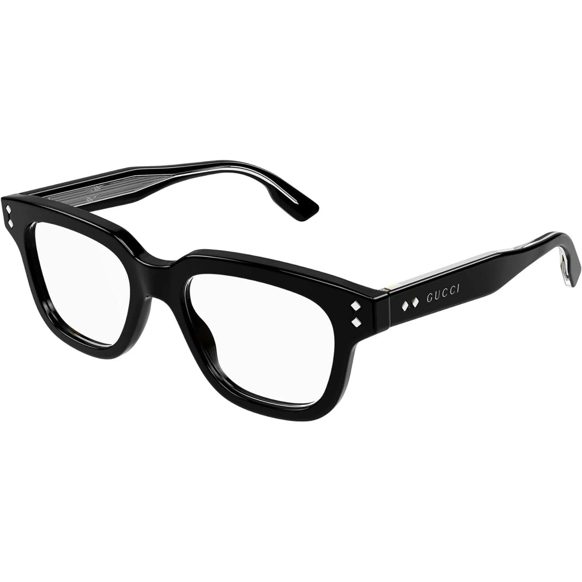 Gucci Men's Eyeglasses - Black Acetate Square Full Rim Frame Demo Lens | GG1219O 001
