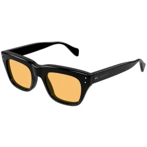 Gucci Men's Sunglasses - Black Acetate Full Rim Frame Yellow Lens | GG1365SA 002
