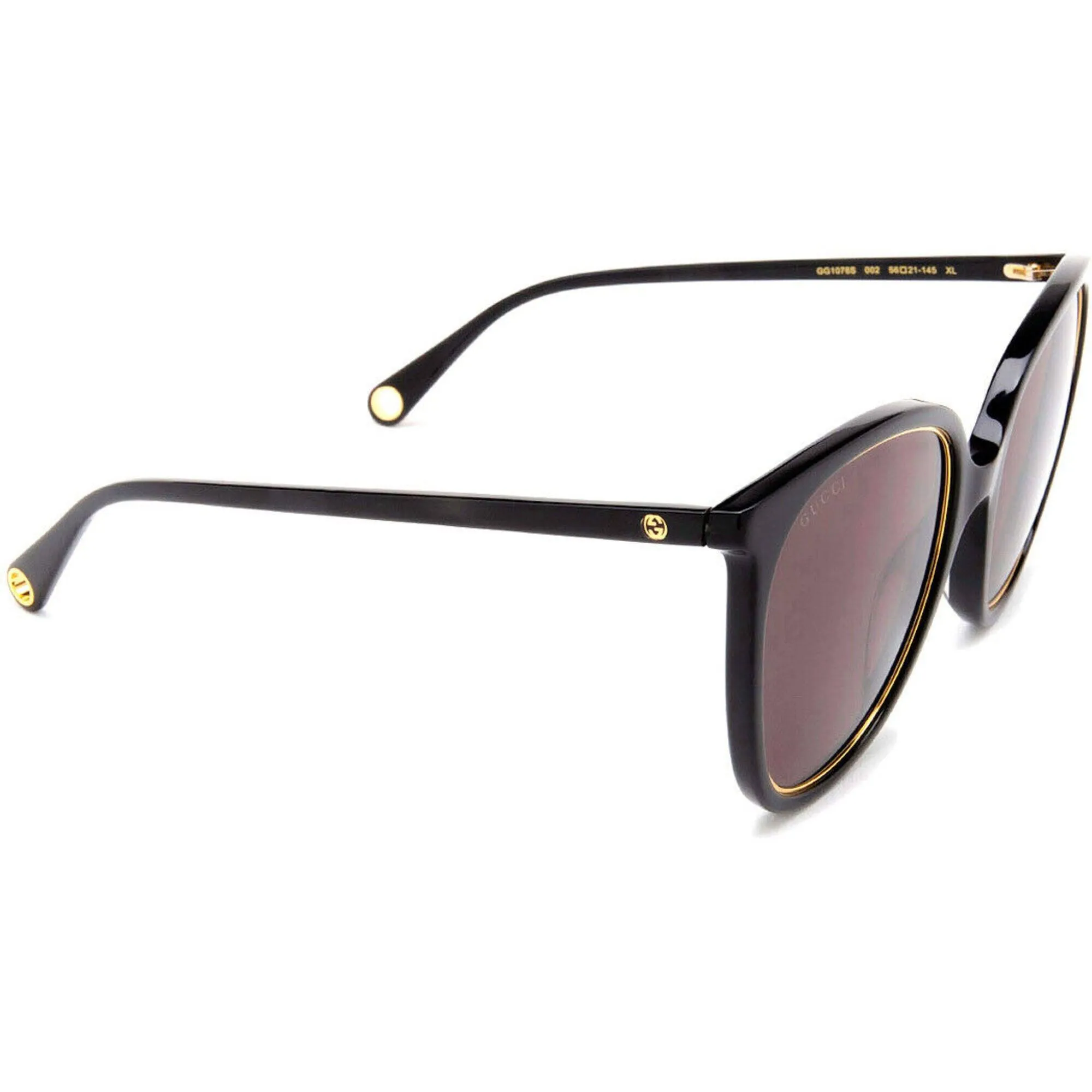 Gucci Women's Sunglasses - Black Acetate Cat Eye Frame Brown Lens | GG1076S 002
