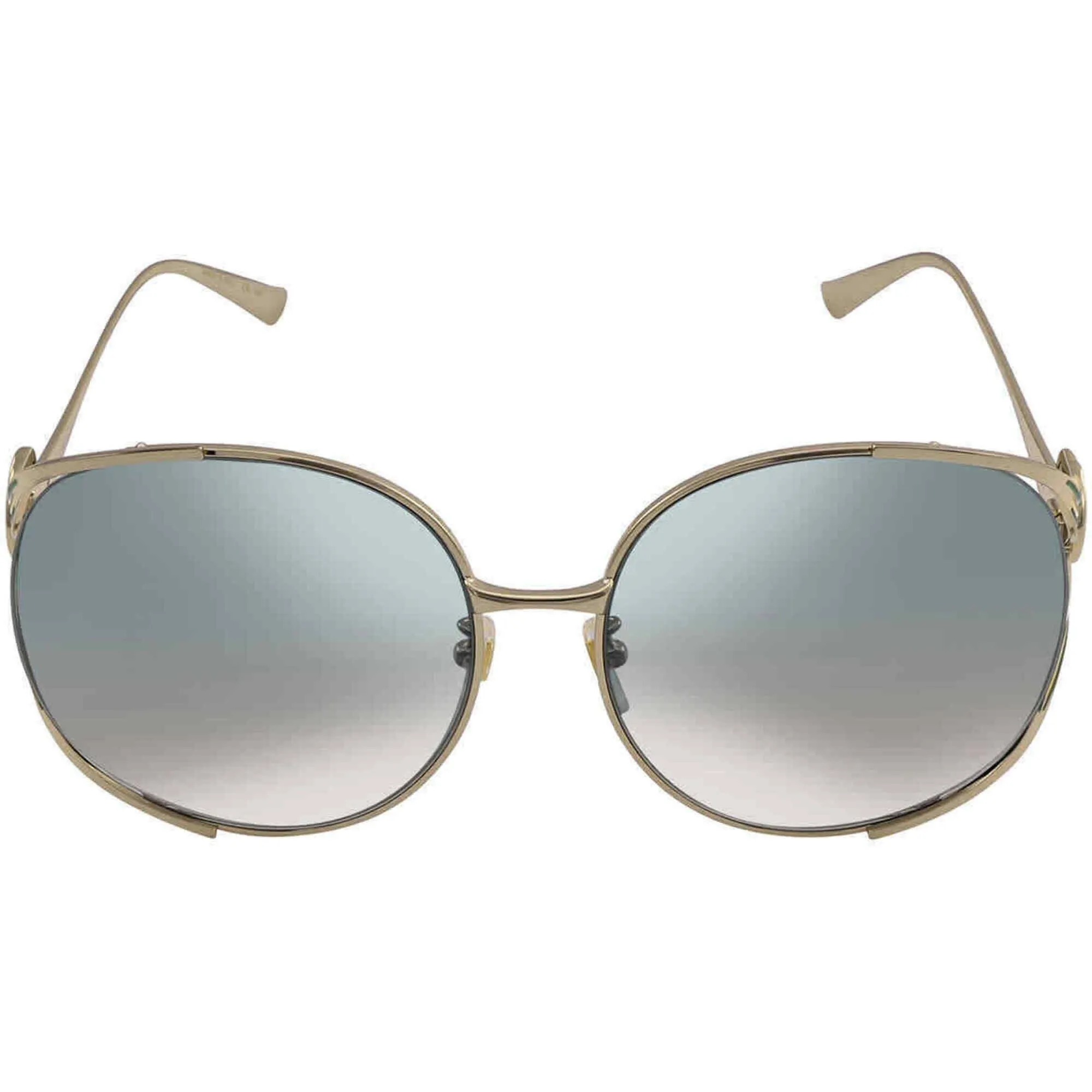 Gucci Women's Sunglasses - Gold Metal Full Rim Oval Frame Green Lens | GG0225S 006