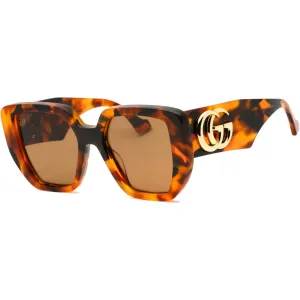 Gucci Women's Sunglasses - Havana Butterfly Full Rim Plastic Frame | GG0956S 007