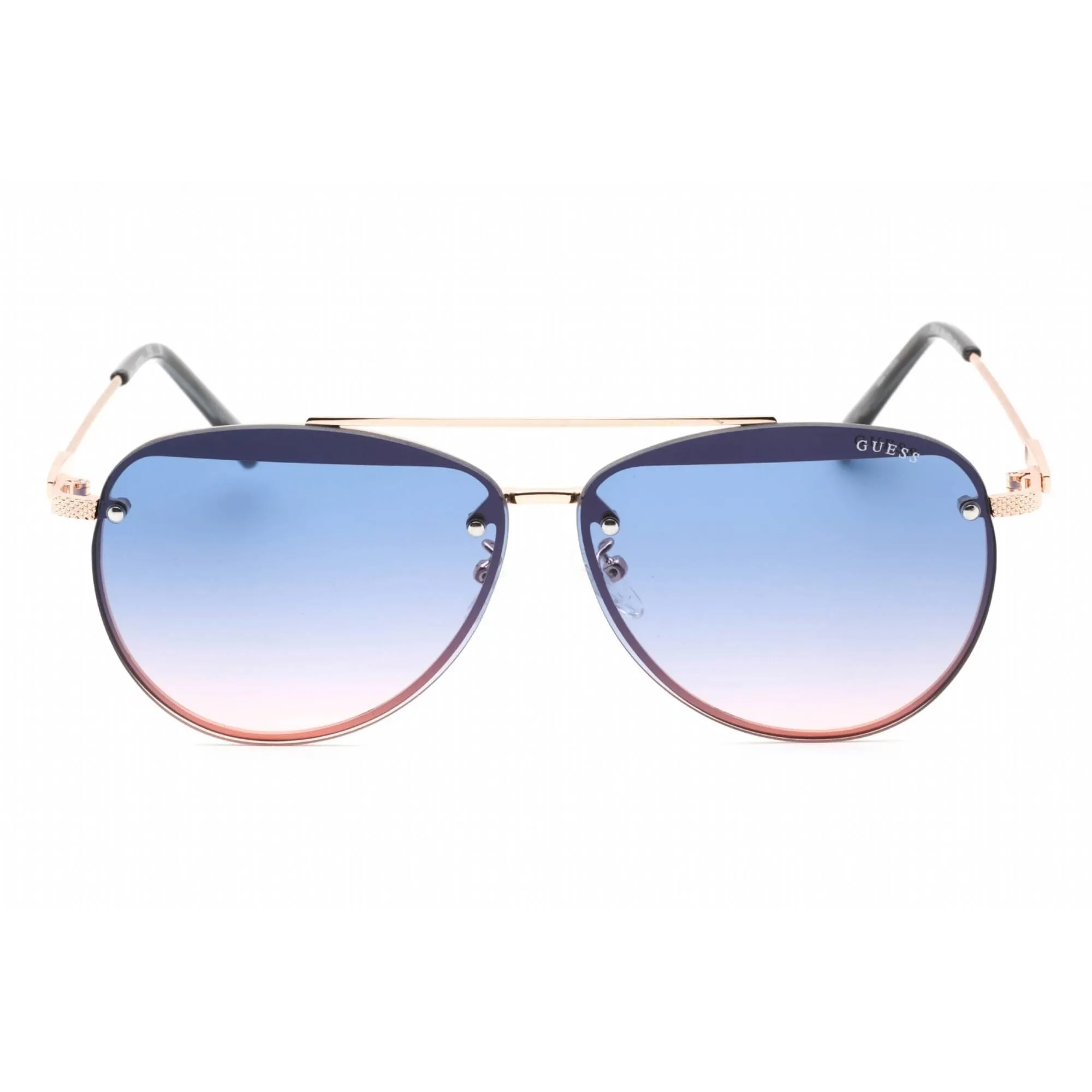 Guess Factory Women's Sunglasses - Shiny Rose Gold Aviator Metal Frame | GF0386 28W