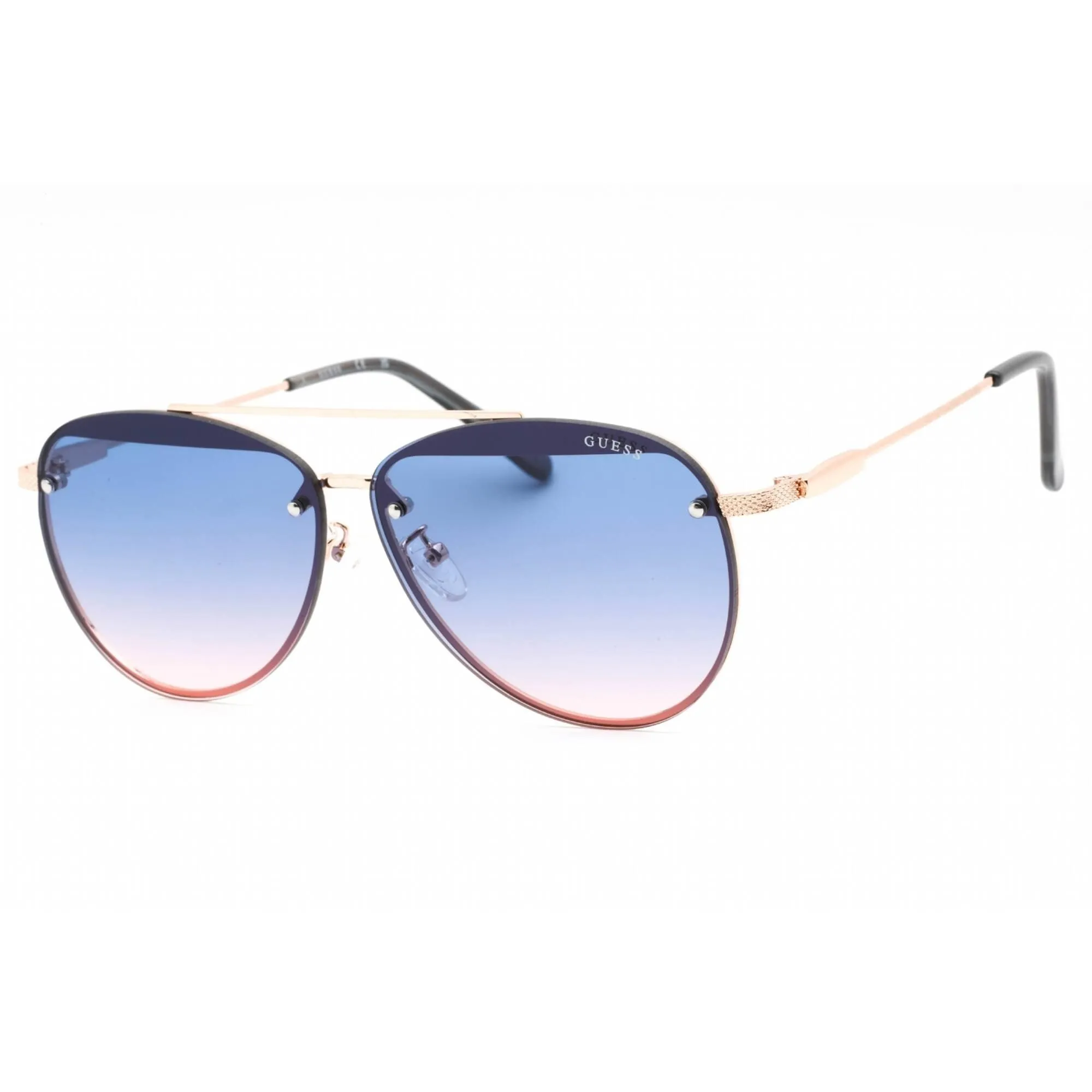 Guess Factory Women's Sunglasses - Shiny Rose Gold Aviator Metal Frame | GF0386 28W