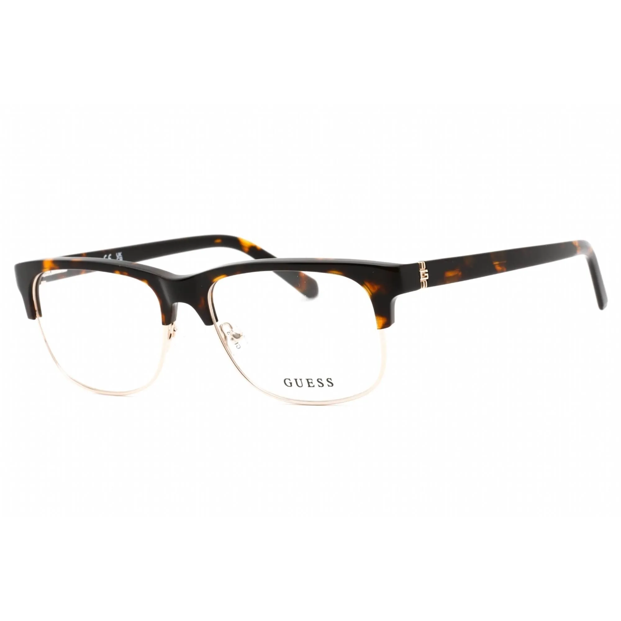 Guess Men's Eyeglasses - Clear Demo Lens Dark Havana Rectangular Frame | GU50081 052