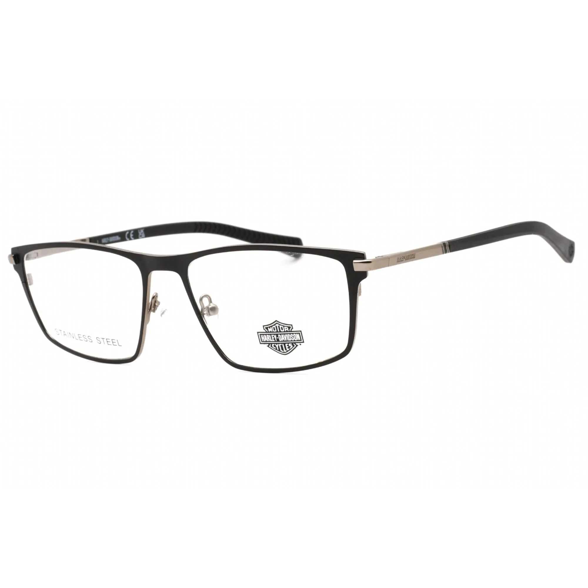 Harley Davidson Men's Eyeglasses - Black Metal Rectangular Full Rim Frame | HD0978 005