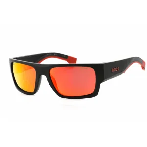 Hugo Boss Men's Sunglasses - Matte Black Red Rectangular Frame | BOSS 1498/S 0BLX 4F