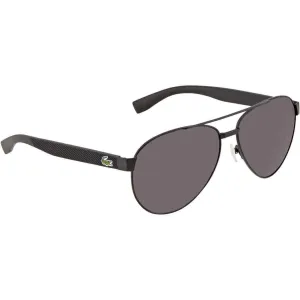 Lacoste Unisex Sunglasses - Black Matt Metal Pilot Frame Grey Lens | LACOSTE L185S 001