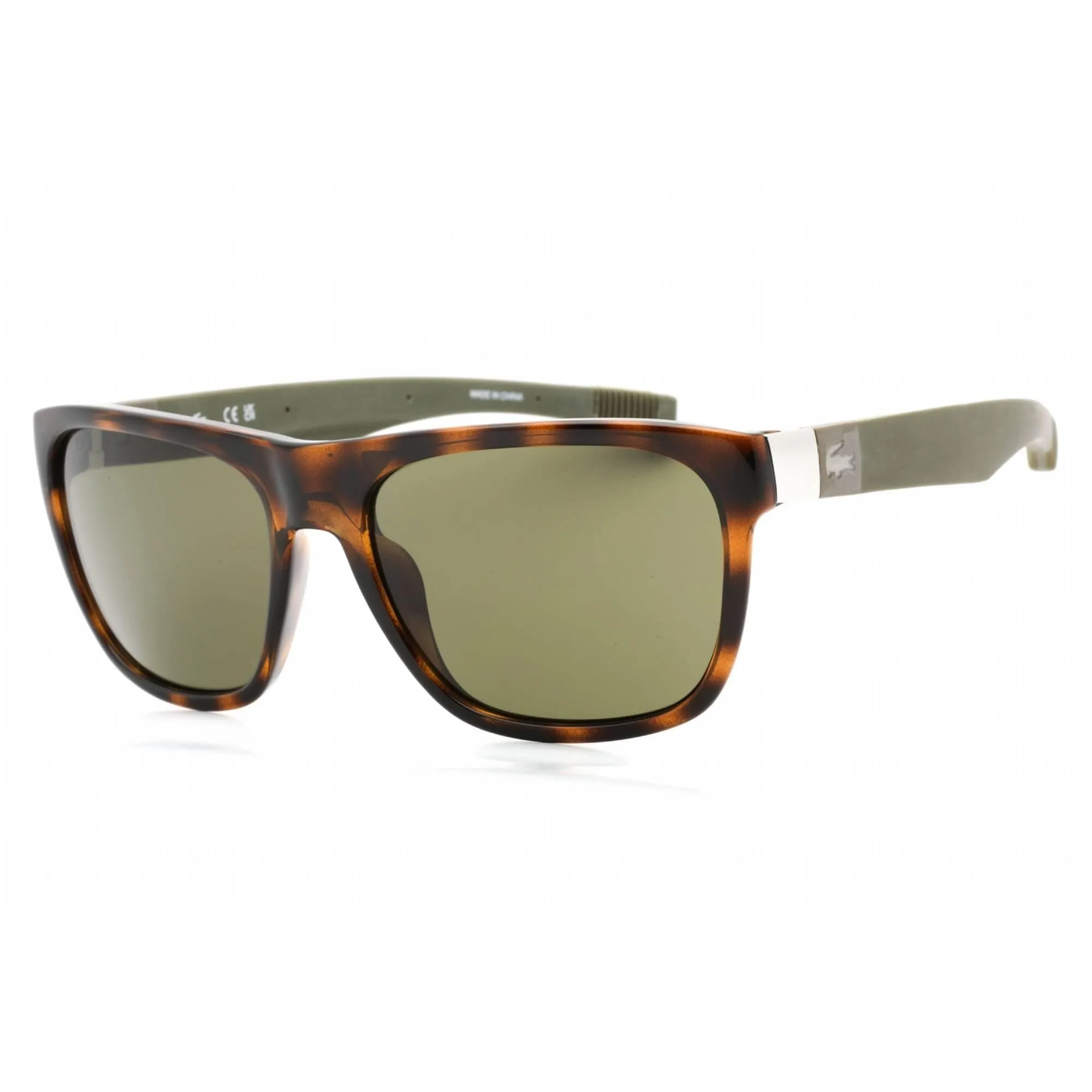 Lacoste Unisex Sunglasses - Green Lens Dark Havana Rectangular Frame | L664S 220