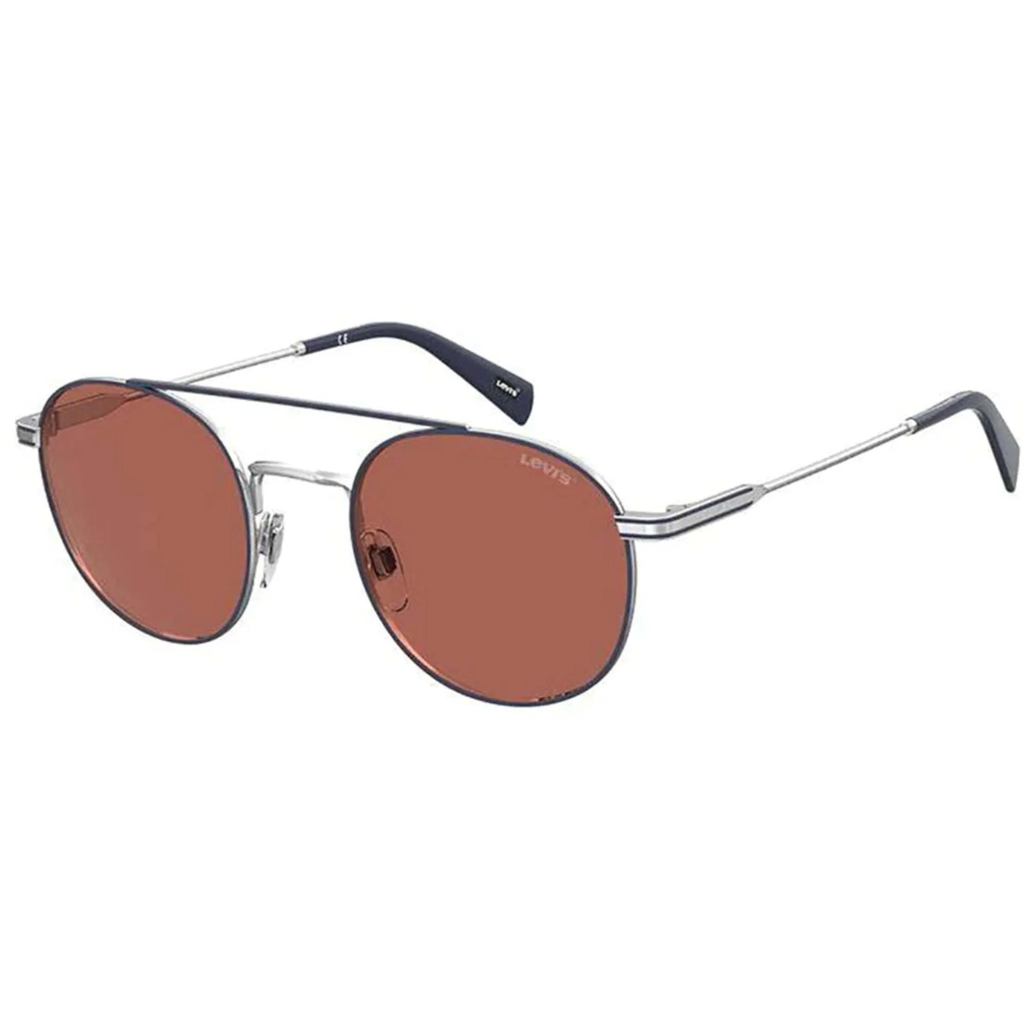 Levi's Unisex Sunglasses - Palladium Plastic Pilot Frame Pink Lens | LV 1013/S 10