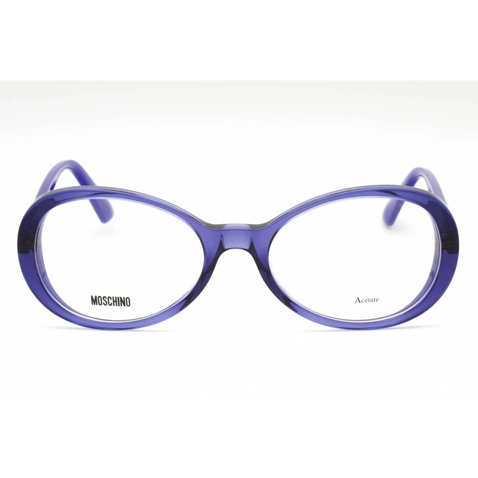 Moschino Women's Eyeglasses - Blue Oval Full Rim Frame Clear Demo Lens | MOS594 PJP