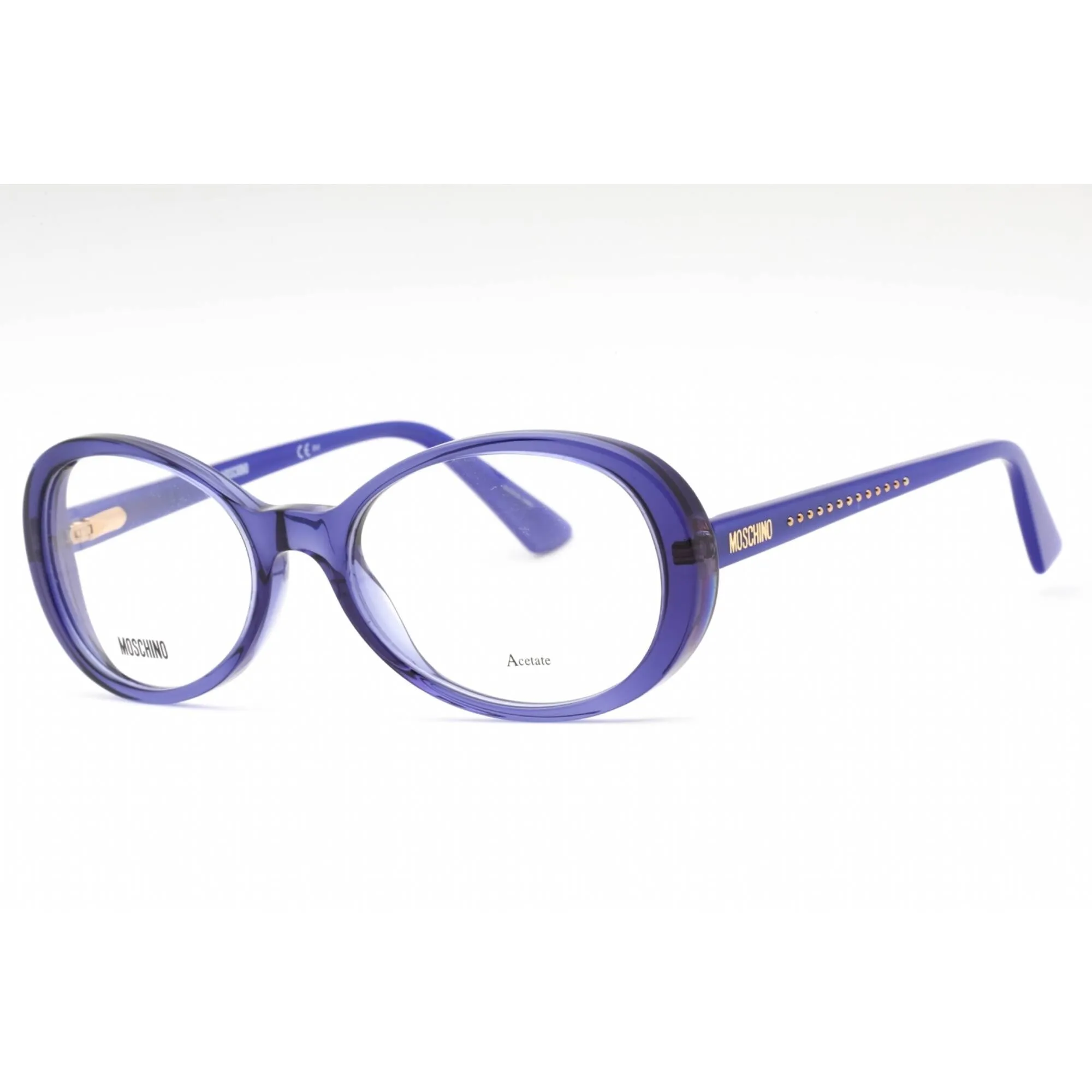 Moschino Women's Eyeglasses - Blue Oval Full Rim Frame Clear Demo Lens | MOS594 PJP