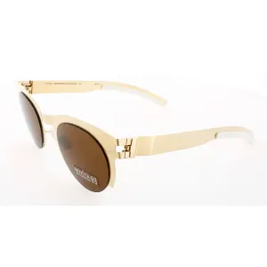 Mykita Unisex Sunglasses - Gold Tone Half Rim Frame Brown Lens | COLLAB-ANAI-GOLD