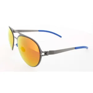 Mykita Unisex Sunglasses - Metal Frame Orange Flash Lens | COLLAB-GUSTL-MATT GREY F27