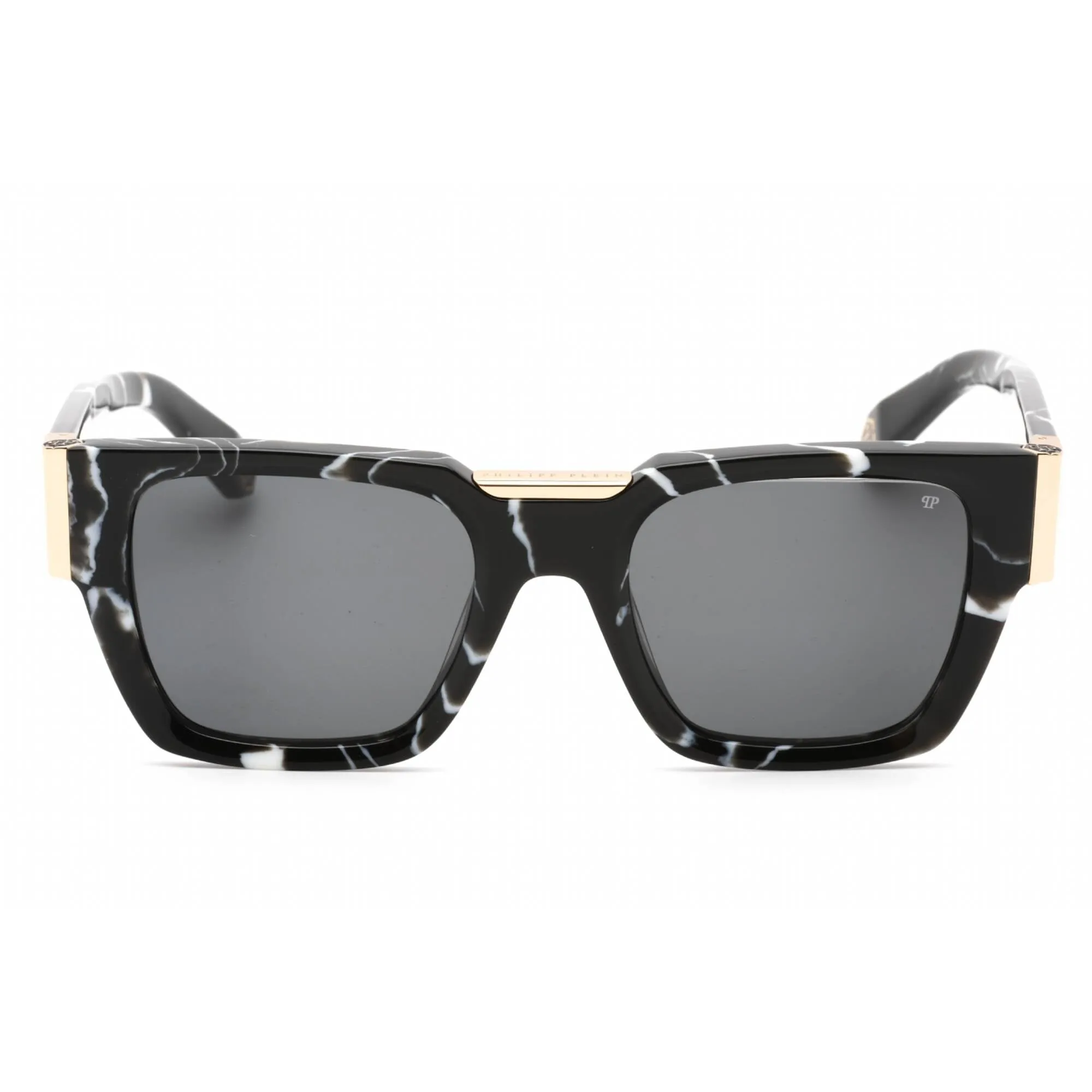Philipp Plein Men's Sunglasses - Patterned Black Plastic Square Frame | SPP095M 0Z21