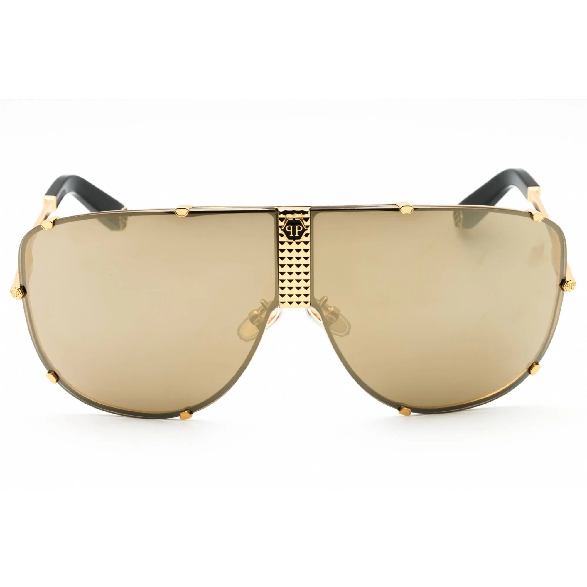 Philipp Plein Unisex Sunglasses - Yellow Gold Metal Full Rim Frame | SPP075M 400G