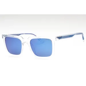 Police Men's Sunglasses - Clear Plastic Frame Smoke/Mirror Blue Lens | SPLF15 P79P