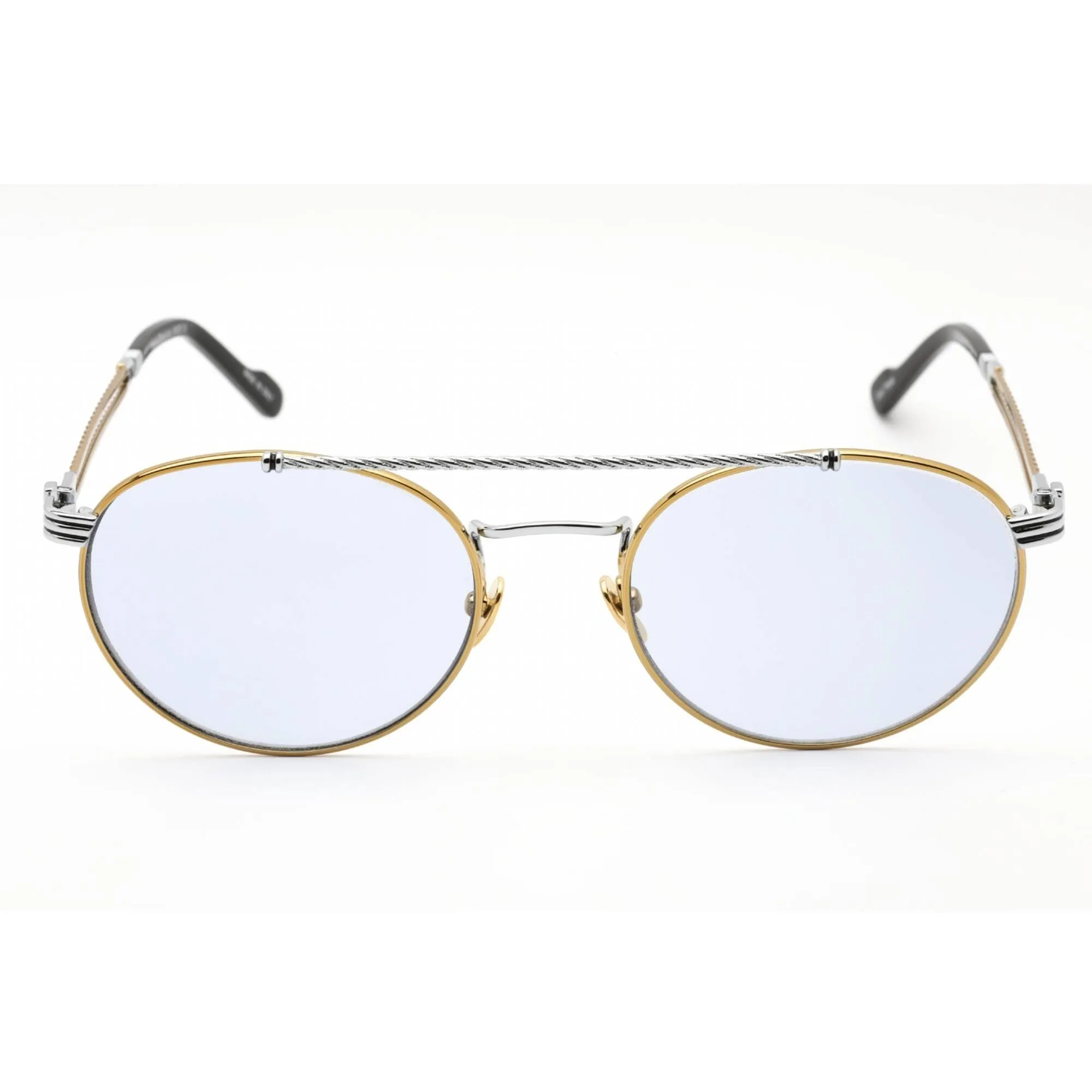 Porta Romana Unisex Sunglasses - Full Rim Silver Gold Aviator Frame | Mod. 12 12A4