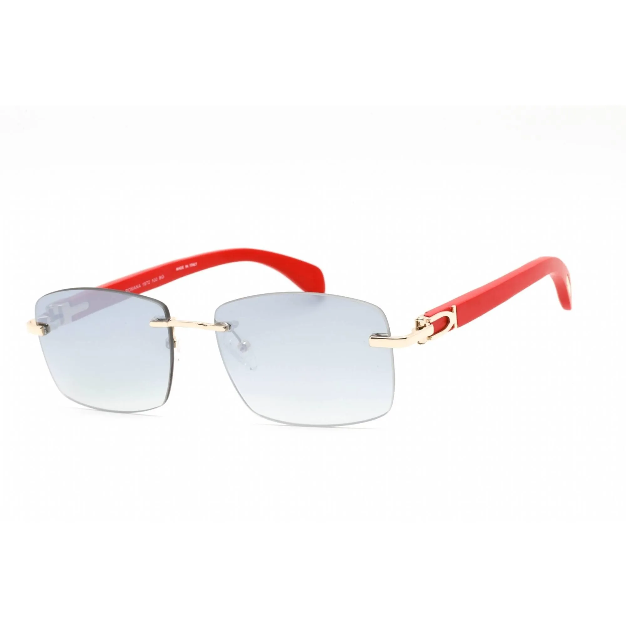 Porta Romana Unisex Sunglasses - Rimless Red Gold Rectangular Frame | 1972 100BG