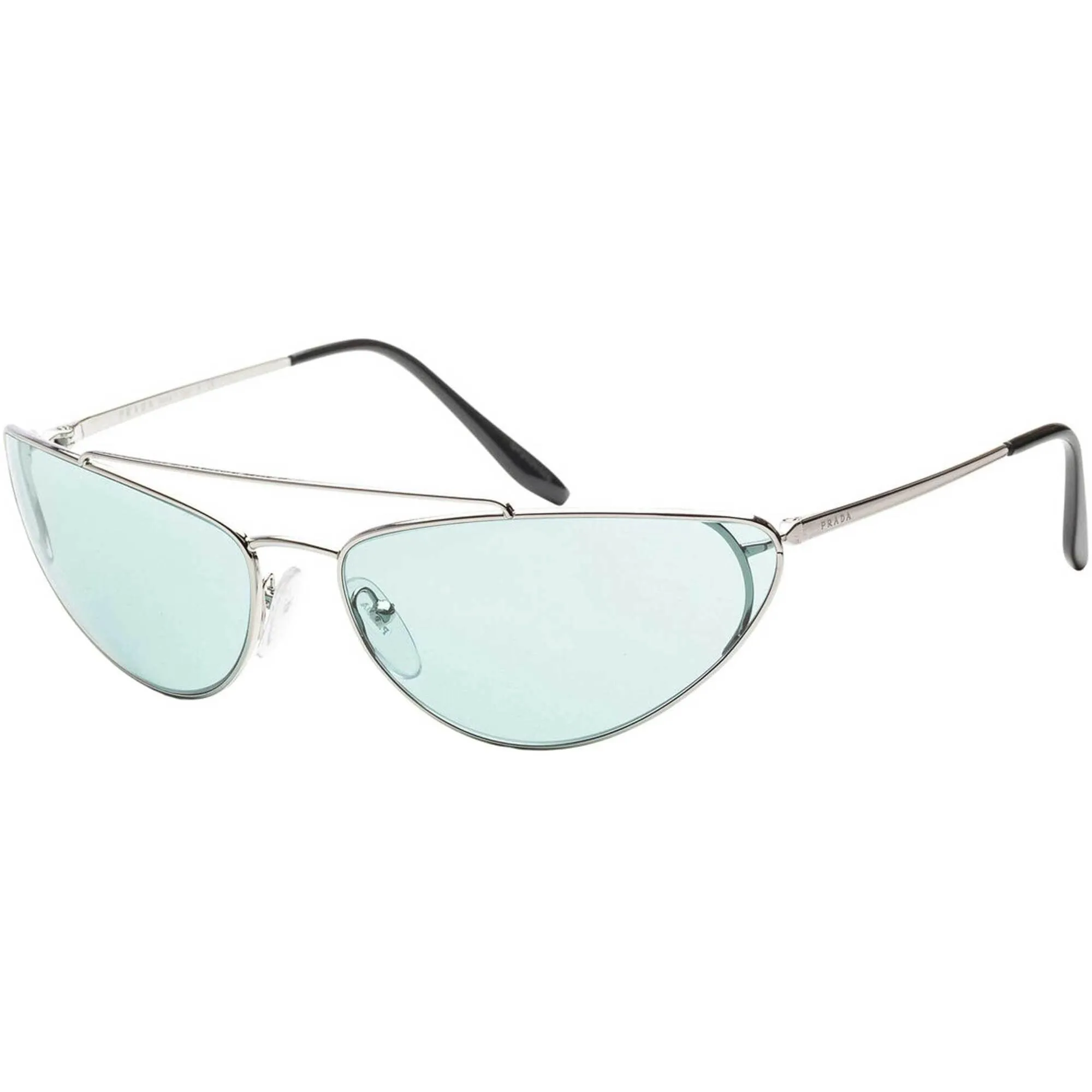 Prada Unisex Sunglasses - Silver Cat Eye Frame Azure Lens | PRADA 0PR62VS 1BC0B566