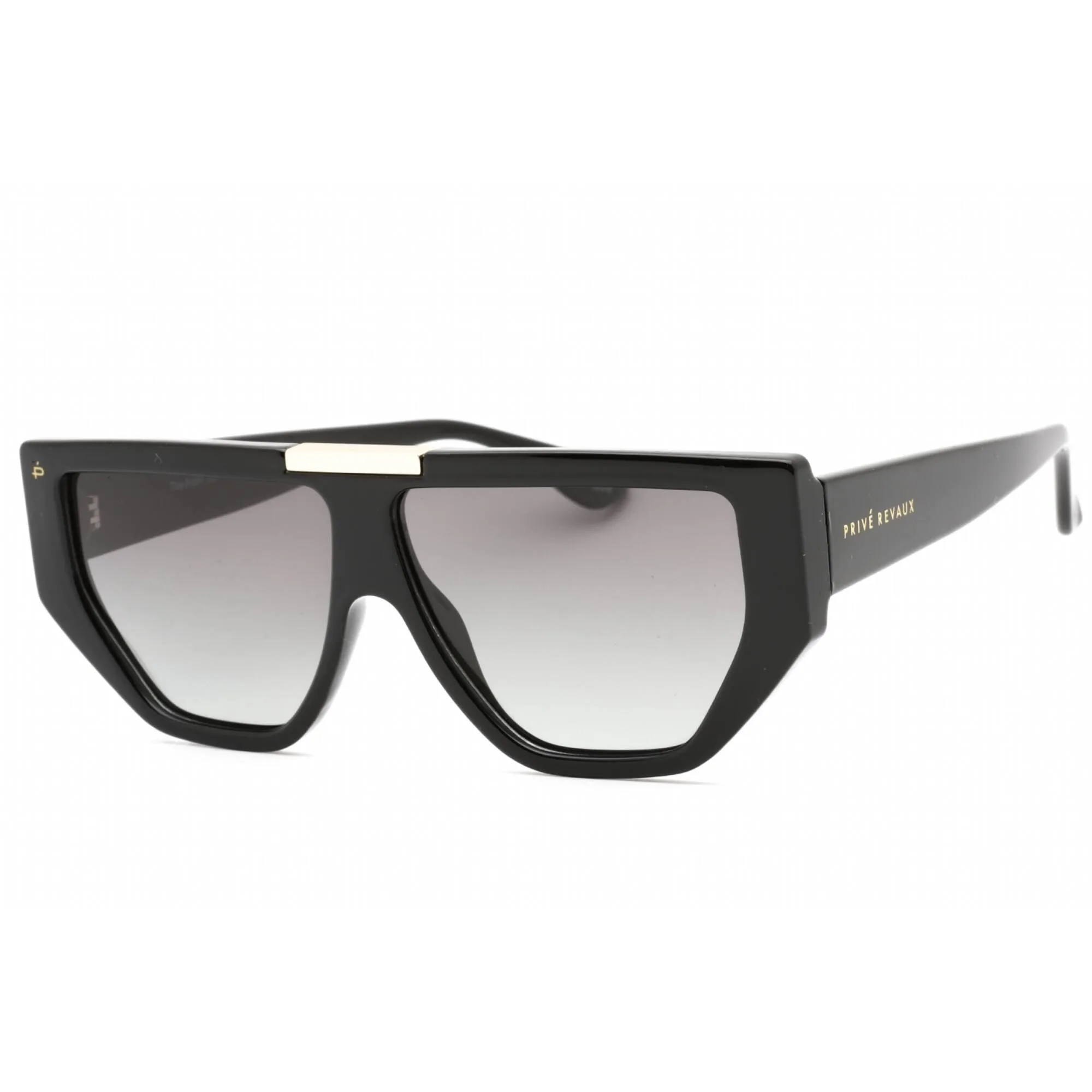 Prive Revaux Women's Sunglasses - Grey Gradient Lens Rectangular | Nikki Caviar Black
