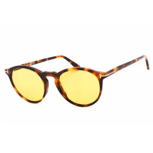Tom Ford Unisex Sunglasses - Full Rim Blonde Havana Plastic Round Frame | FT0904 53E