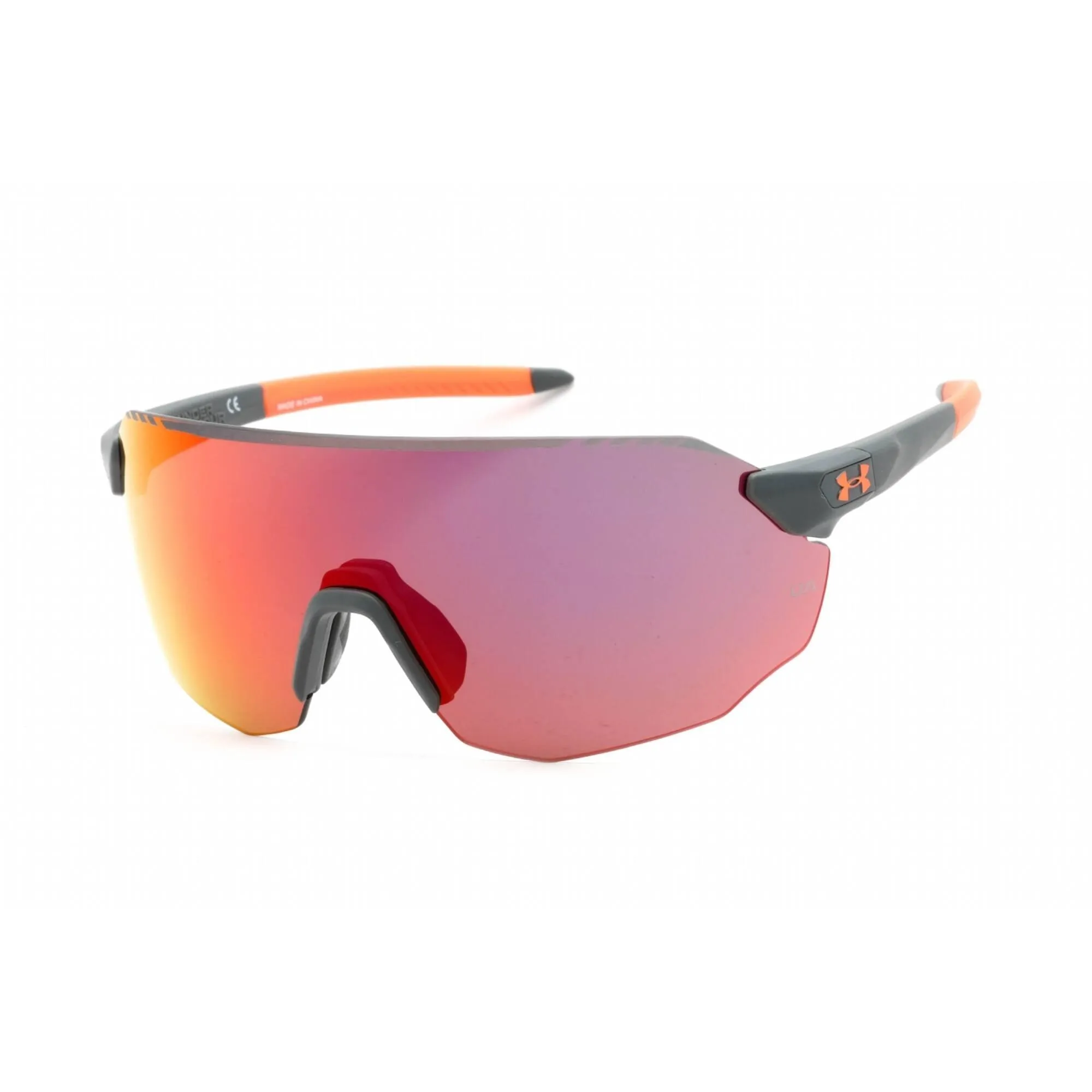 Under Armour Unisex Sunglasses - Rimless Grey Orange Shield | UA HALFTIME 02M8 50