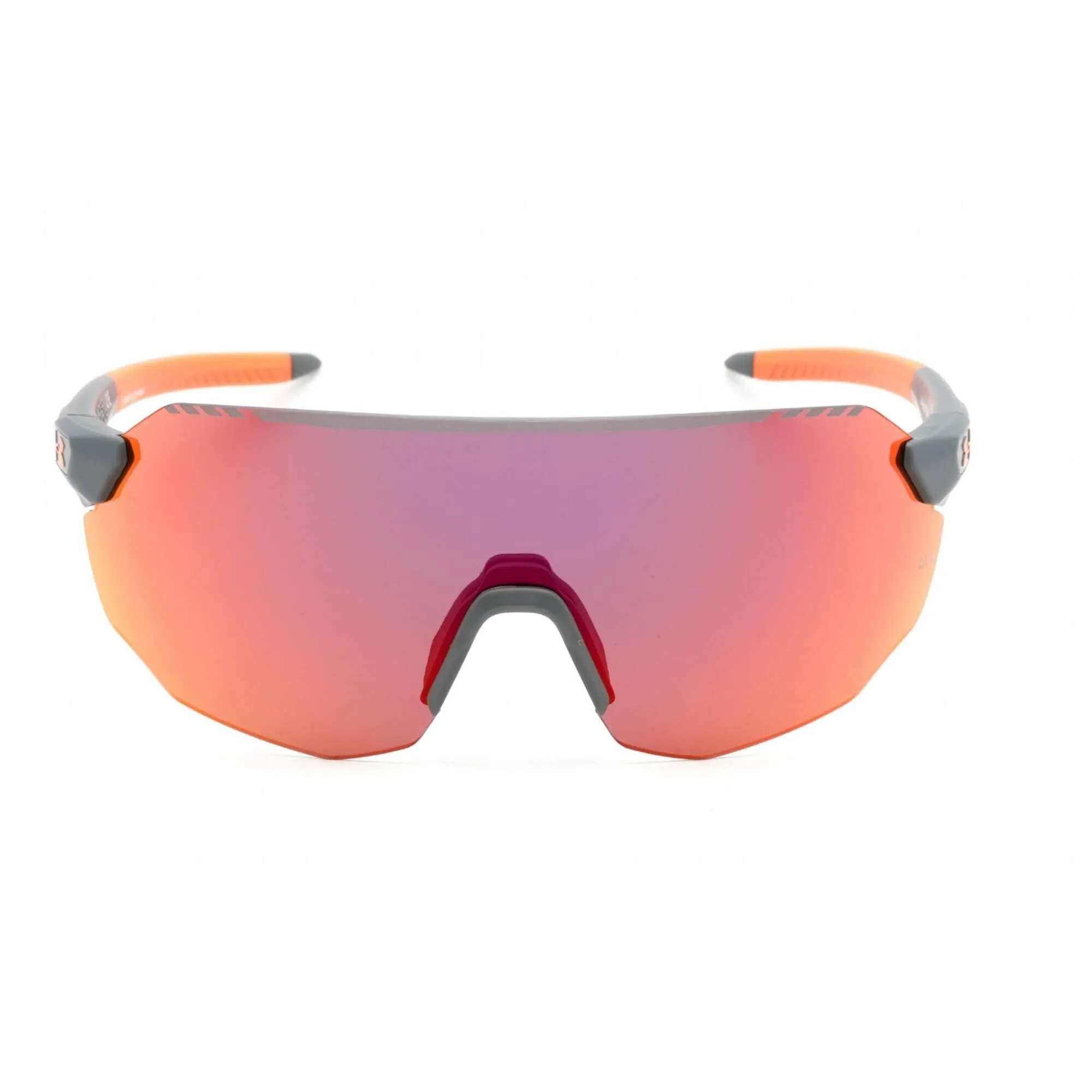 Under Armour Unisex Sunglasses - Rimless Grey Orange Shield | UA HALFTIME 02M8 50